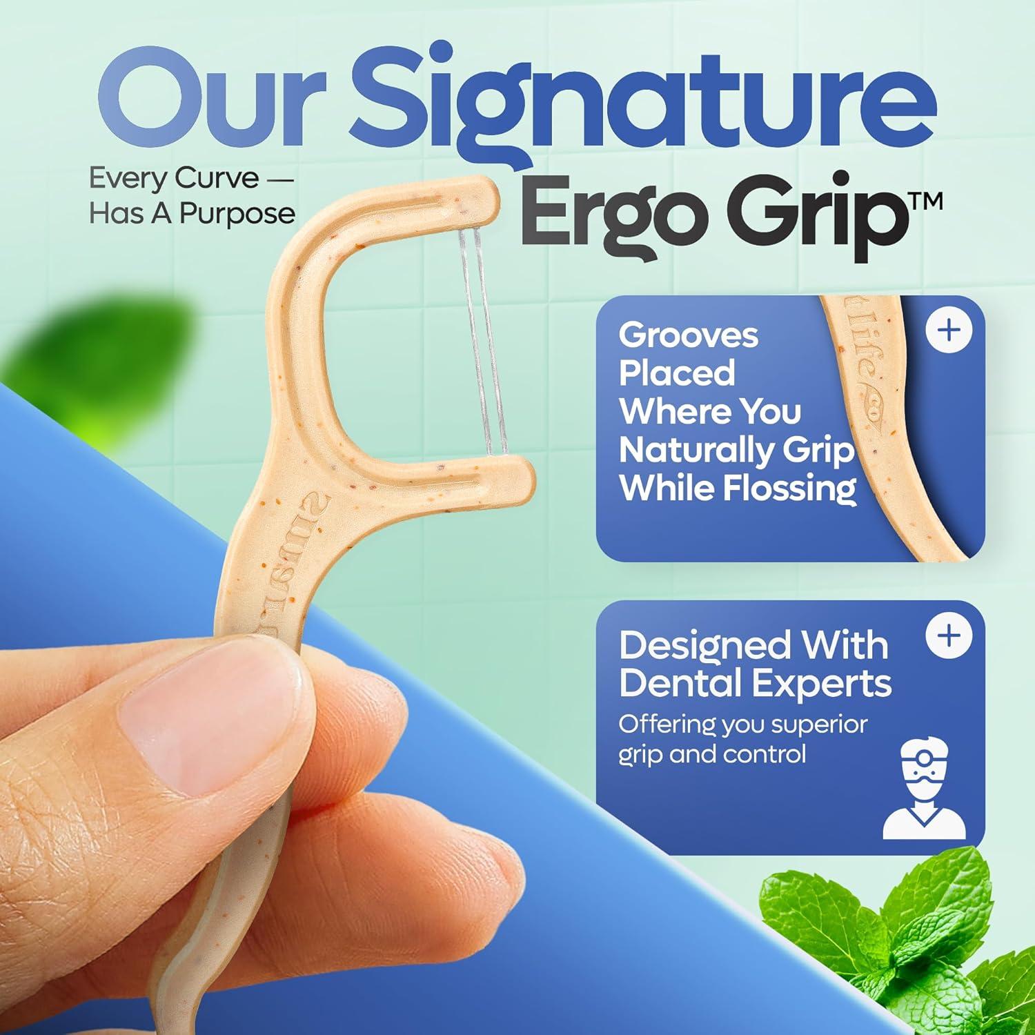 image:imageSmartLifeco EcoFriendly DualThread Dental Floss Picks 200ct Flossers Made with Straw Wheat Blend Superior AntiShred for Tight Gaps Tooth Pick Stick for Adults Soft on Gum amp Teeth MintMint