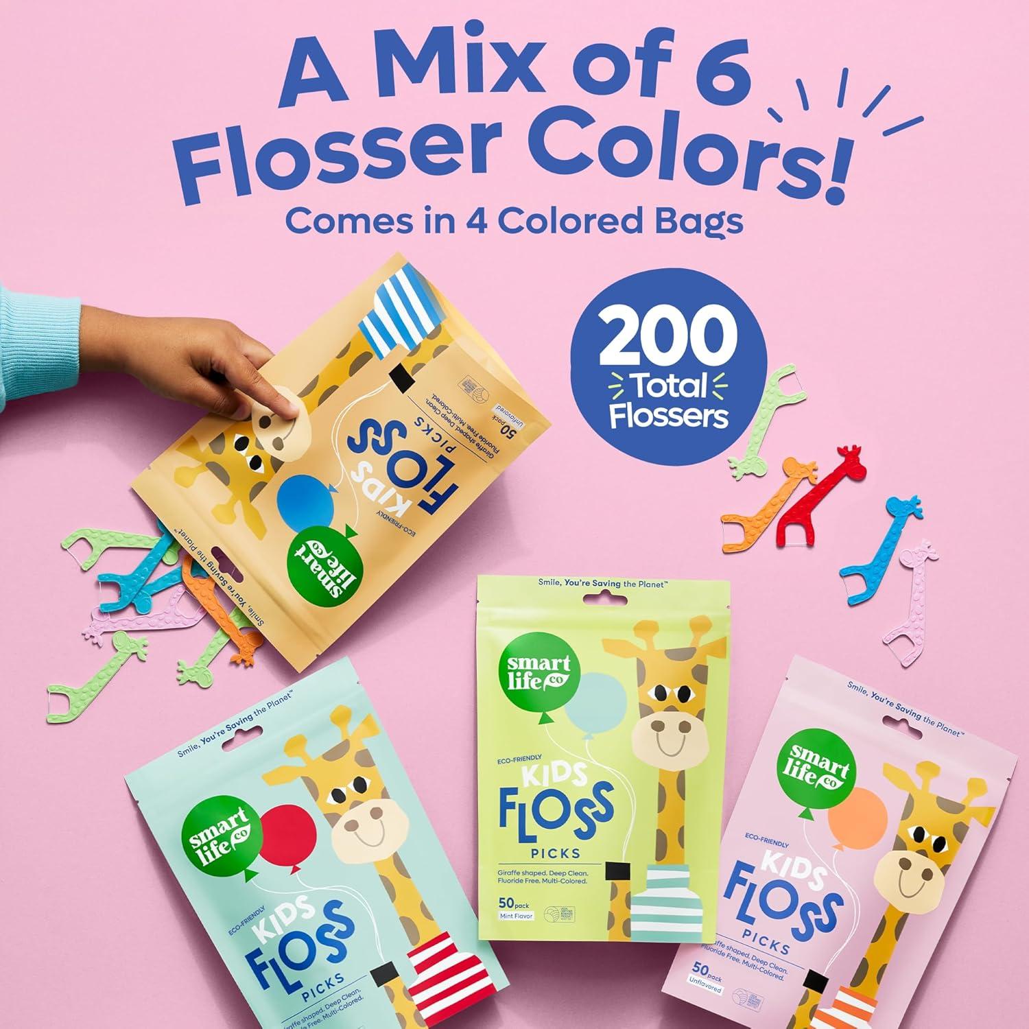 image:imageSmartLifeco EcoFriendly Kids Flossers 200ct Dental Floss Picks for Children Made with Straw Wheat Fluoride amp PFA Free Toothpick Flossing Sticks for Toddler Teeth No Shred Thread Unflavored1 Count Pack of 200