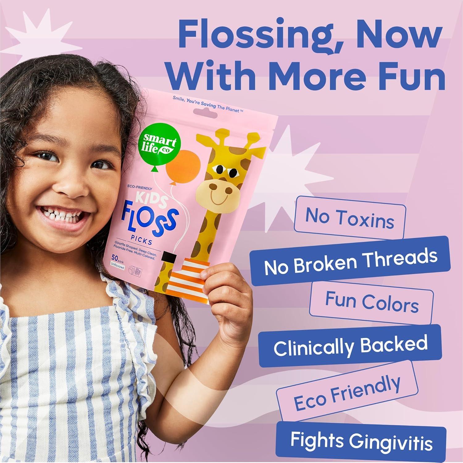 image:imageSmartLifeco EcoFriendly Kids Flossers 200ct Dental Floss Picks for Children Made with Straw Wheat Fluoride amp PFA Free Toothpick Flossing Sticks for Toddler Teeth No Shred Thread Unflavored1 Count Pack of 200
