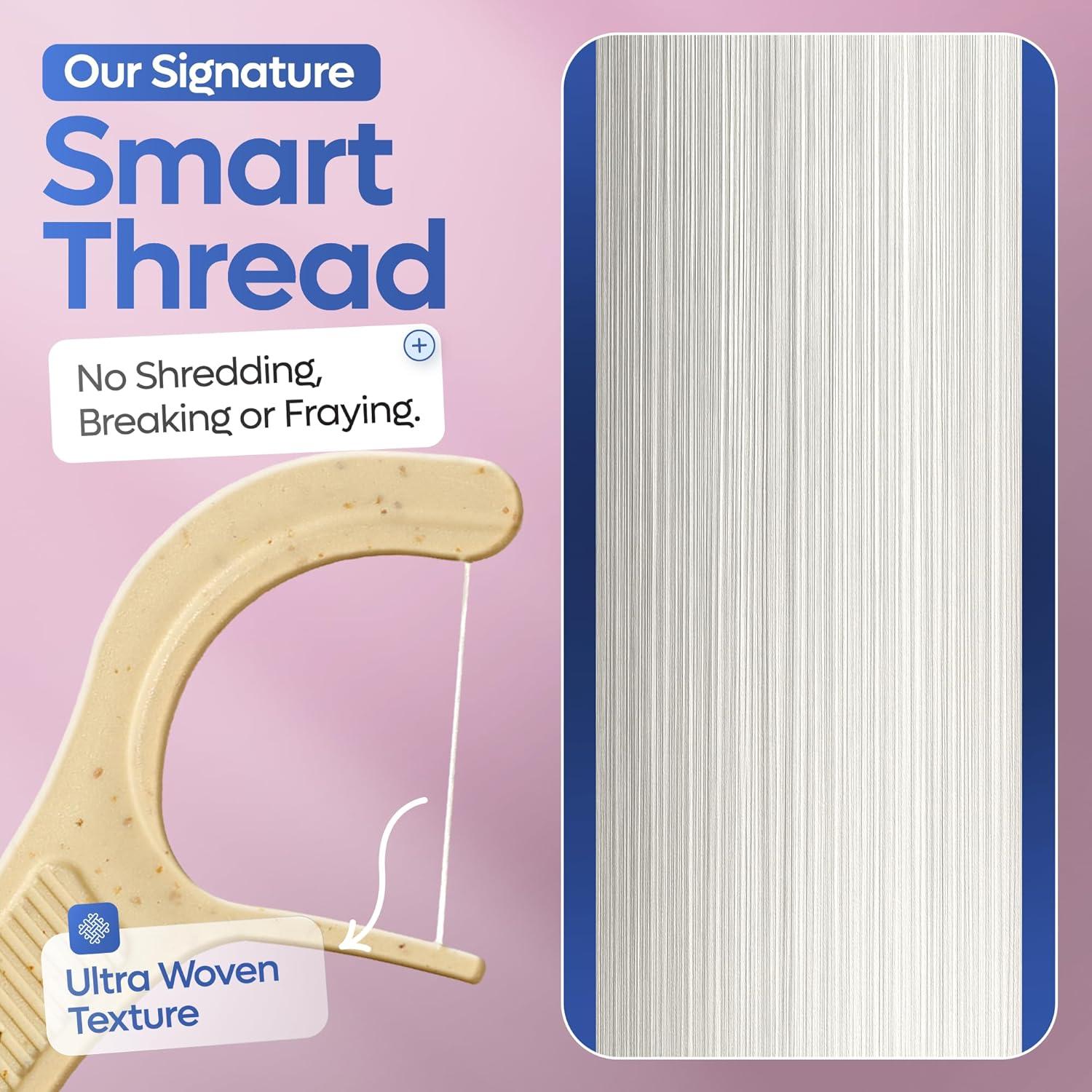 image:imageSmartLifeco Flossers for Braces EcoFriendly Orthodontic Floss Picks for Adults amp Kids Straw Wheat Blend Superior AntiShred Thread Ortho Interdental Toothpick End WirePik Mint 160 PackUnflavored