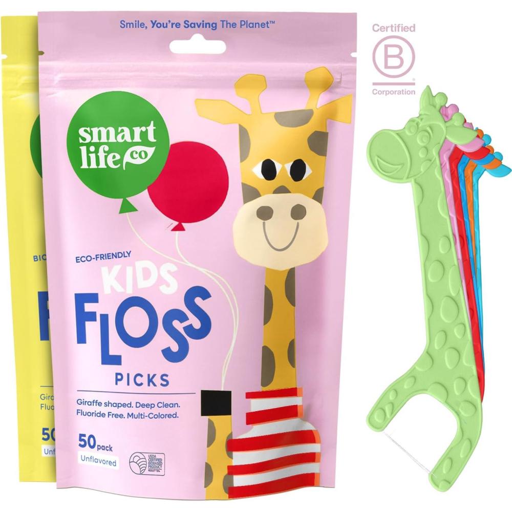 image:imageSmartLifeco EcoFriendly Kids Flossers 200ct Dental Floss Picks for Children Made with Straw Wheat Fluoride amp PFA Free Toothpick Flossing Sticks for Toddler Teeth No Shred Thread Unflavored1 Count Pack of 100