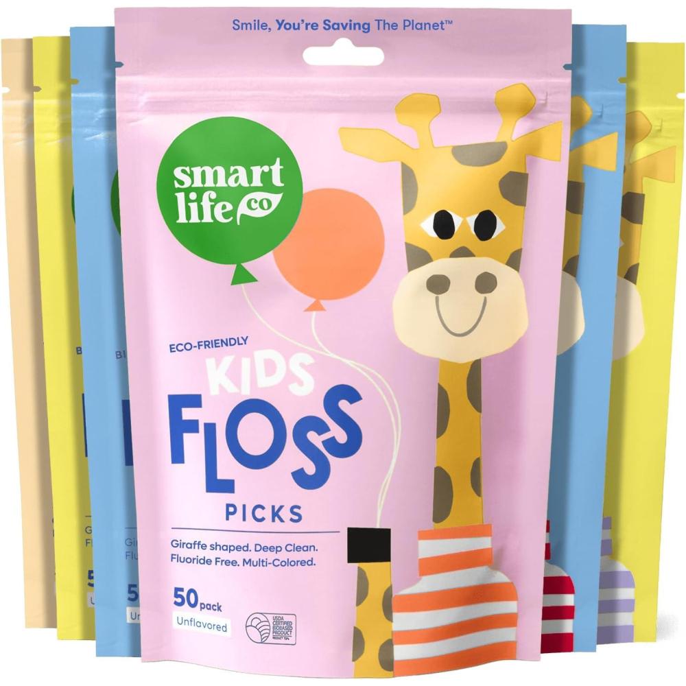 image:imageSmartLifeco EcoFriendly Kids Flossers 200ct Dental Floss Picks for Children Made with Straw Wheat Fluoride amp PFA Free Toothpick Flossing Sticks for Toddler Teeth No Shred Thread Unflavored1 Count Pack of 300