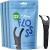 SmartLifeco Eco-Friendly Angled Dental Floss Picks (200ct) – Flossers Made with Straw Wheat Blend, Anti-Shred Thread for Molars & Back Teeth, Tooth Pick Stick for Adults, Soft on Gums, Unflavored(Charcoal)