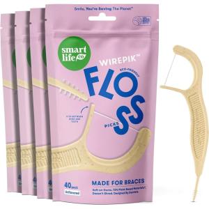 SmartLifeco Flossers for Braces – Eco-Friendly Orthodontic Floss Picks for Adults & Kids | Straw Wheat Blend | Superior Anti-Shred Thread | Ortho Interdental Toothpick End | WirePik – Mint – 160 Pack(Unflavored)