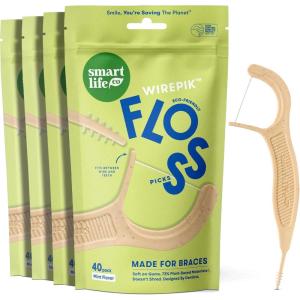 SmartLifeco Flossers for Braces – Eco-Friendly Orthodontic Floss Picks for Adults & Kids | Straw Wheat Blend | Superior Anti-Shred Thread | Ortho Interdental Toothpick End | WirePik – Mint – 160 Pack(Mint)