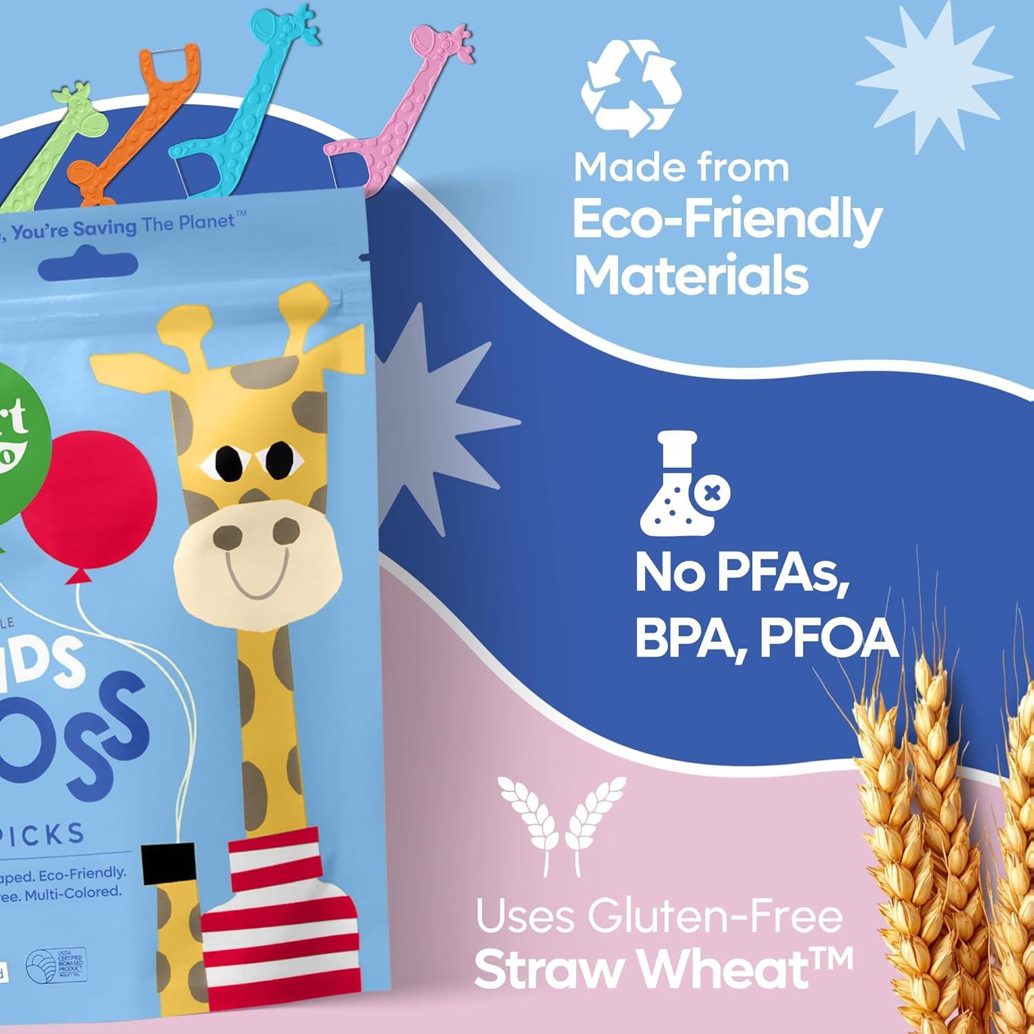 image:imageSmartLifeco EcoFriendly Kids Flossers 100ct The Original Straw Wheat Dental Floss Picks for Children Fluoride amp PFA Free Toothpick Flossing Sticks for Toddlers Teeth No Shred Thread Mint1 Count Pack of 100