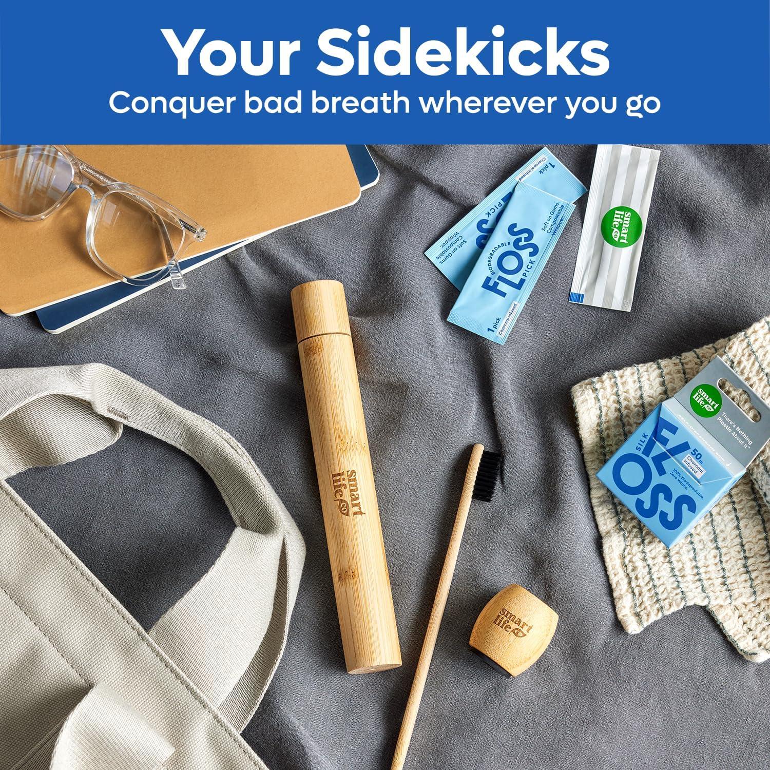 image:imageIndividually Wrapped Dental Floss Picks 50ct EcoFriendly Flosser Handle Made with Straw Wheat Blend Great for Travel PFA Free Toothpick Stick Soft On Gums amp Teeth Vegan MintCool Mint