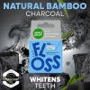Vegan Bamboo Silk Floss – Pure Plastic Free Woven Dental Floss Thread | Zero Waste Eco-Friendly Oral Care | Natural PFA Free String for Adults & Kids Tight Teeth | Soft Easy Glide – Mint 55yds(Charcoal)