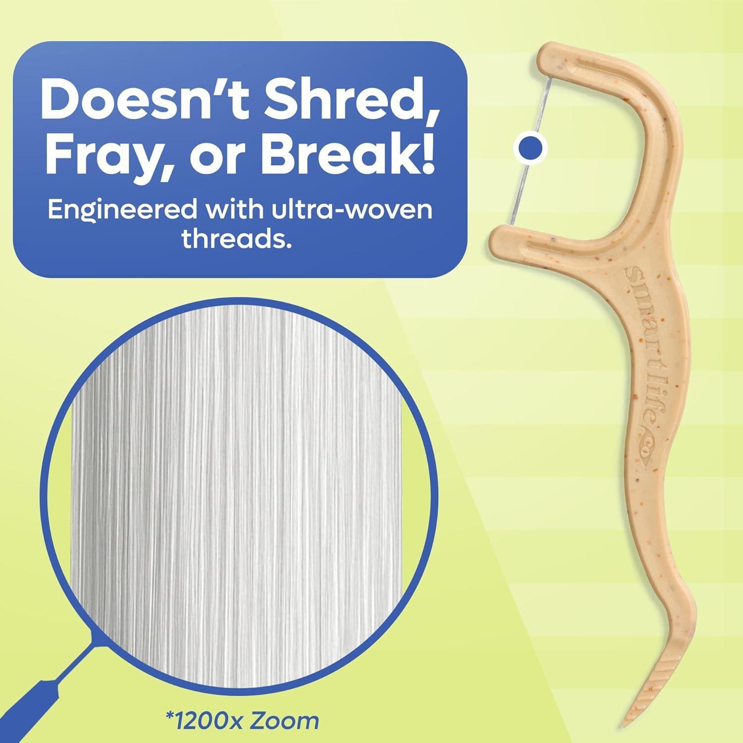 image:imageSmartLifeco EcoFriendly Dental Floss Picks 400ct Flossers Made with Straw Wheat Blend Superior AntiShred Thread for Tight Gaps Tooth Pick Stick for Adults Soft on Gum amp Teeth Vegan Mint1 Count Pack of 200