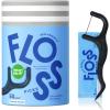 Individually Wrapped Dental Floss Picks (50ct) – Eco-Friendly Flosser Handle Made with Straw Wheat Blend | Great for Travel | PFA Free | Toothpick Stick End | Bamboo Charcoal Thread Whitens Teeth(Charcoal)