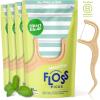 SmartLifeco Eco-Friendly Dental Floss Picks (400ct) – Flossers Made with Straw Wheat Blend, Superior Anti-Shred Thread for Tight Gaps, Tooth Pick Stick for Adults, Soft on Gum & Teeth, Vegan, Mint(1 Count (Pack of 200))