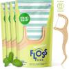 SmartLifeco Eco-Friendly Dental Floss Picks (400ct) – Flossers Made with Straw Wheat Blend, Superior Anti-Shred Thread for Tight Gaps, Tooth Pick Stick for Adults, Soft on Gum & Teeth, Vegan, Mint(1 Count (Pack of 400))